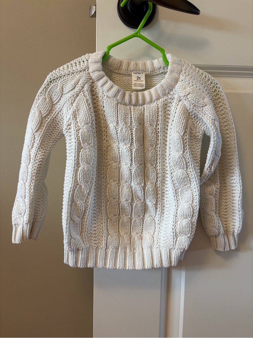 Carter's Cream Cable-Knit Crew Neck Sweater